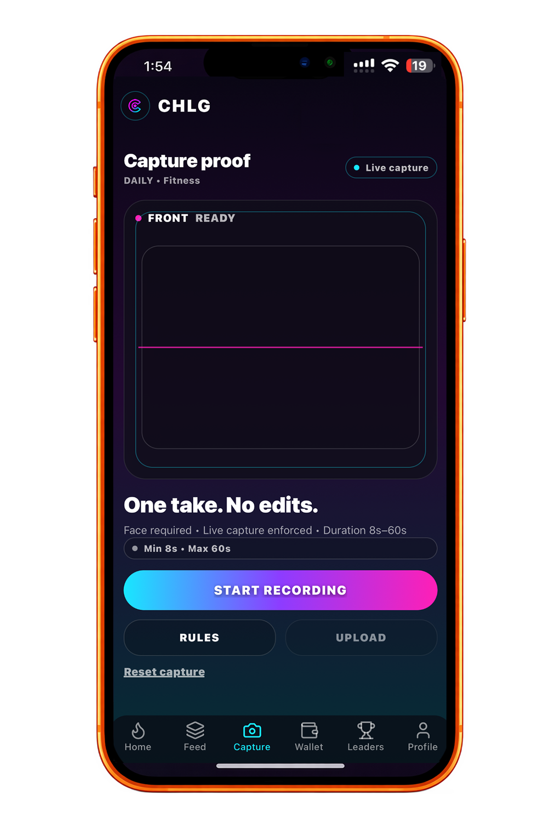 CHLG app home screen