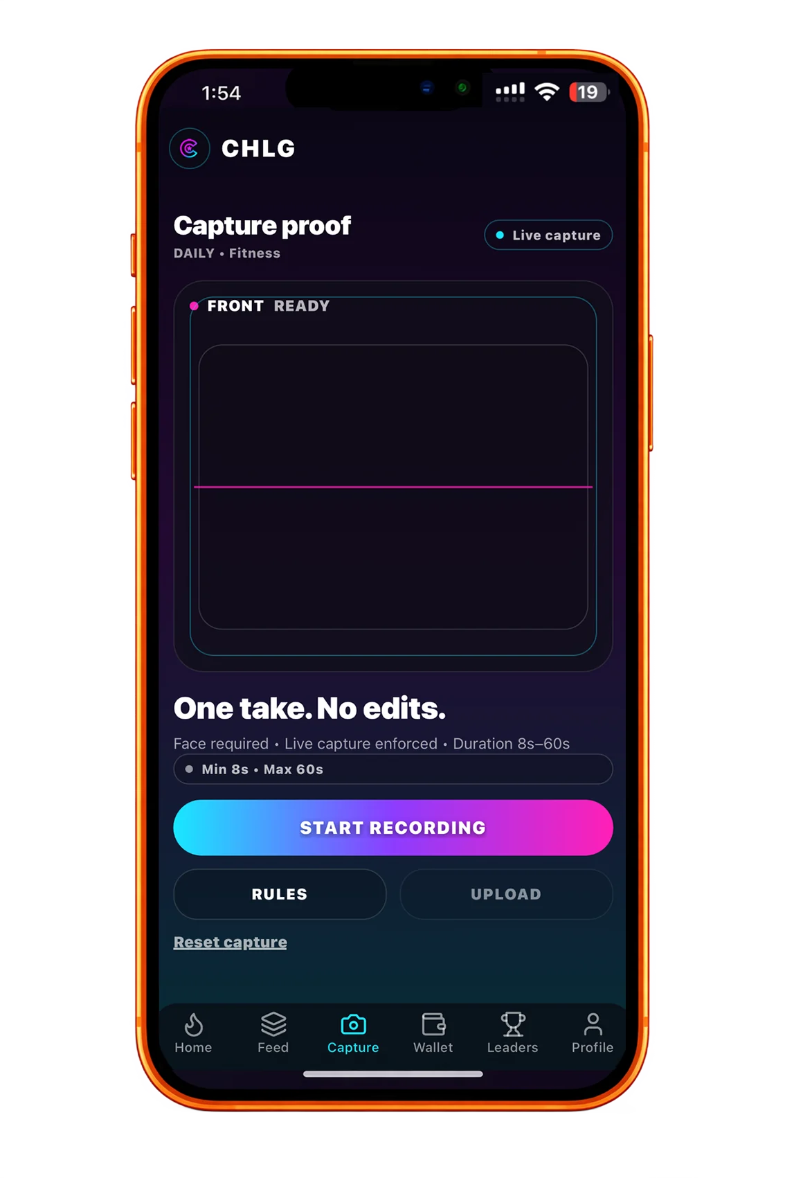 CHLG app home screen