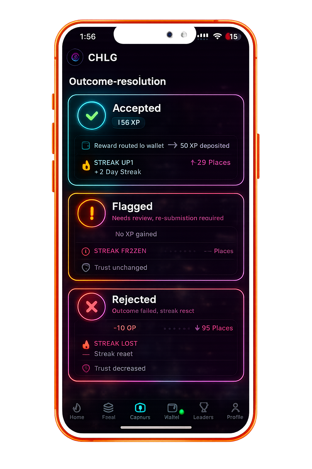 CHLG outcome resolution app screen