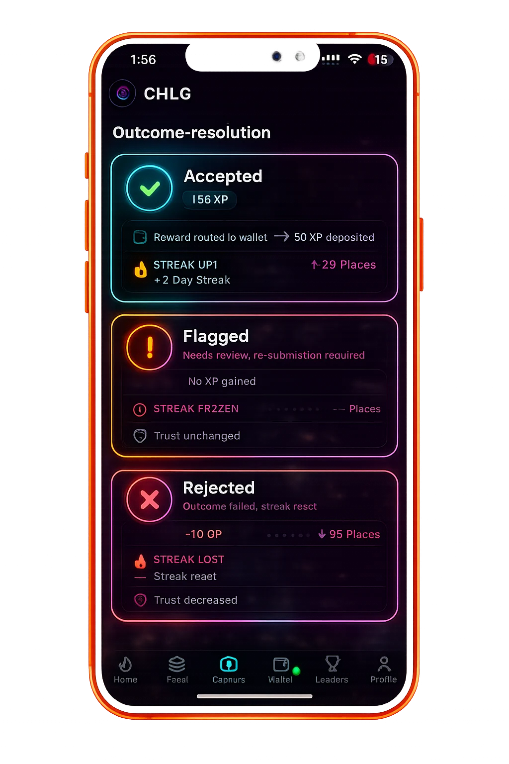 CHLG outcome resolution app screen
