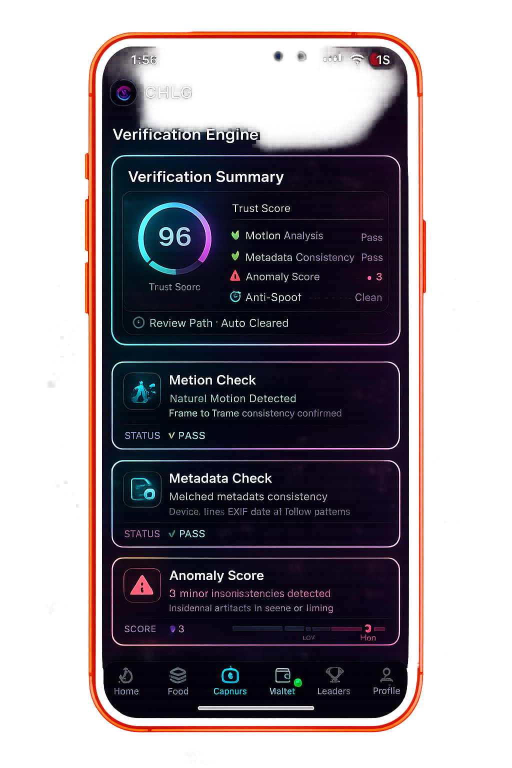 CHLG verification engine app screen